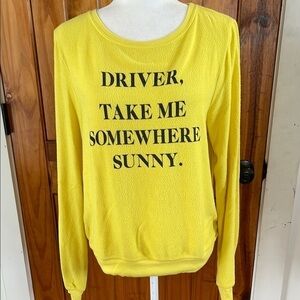 Wildfox Driver Take Me Somewhere Sunny Sweatshirt Yellow Black Small Soft